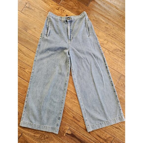 Grade & Gather Anthropologie Wide Leg Straight Leg Denim Jeans Size L Bohemian - Picture 2 of 9